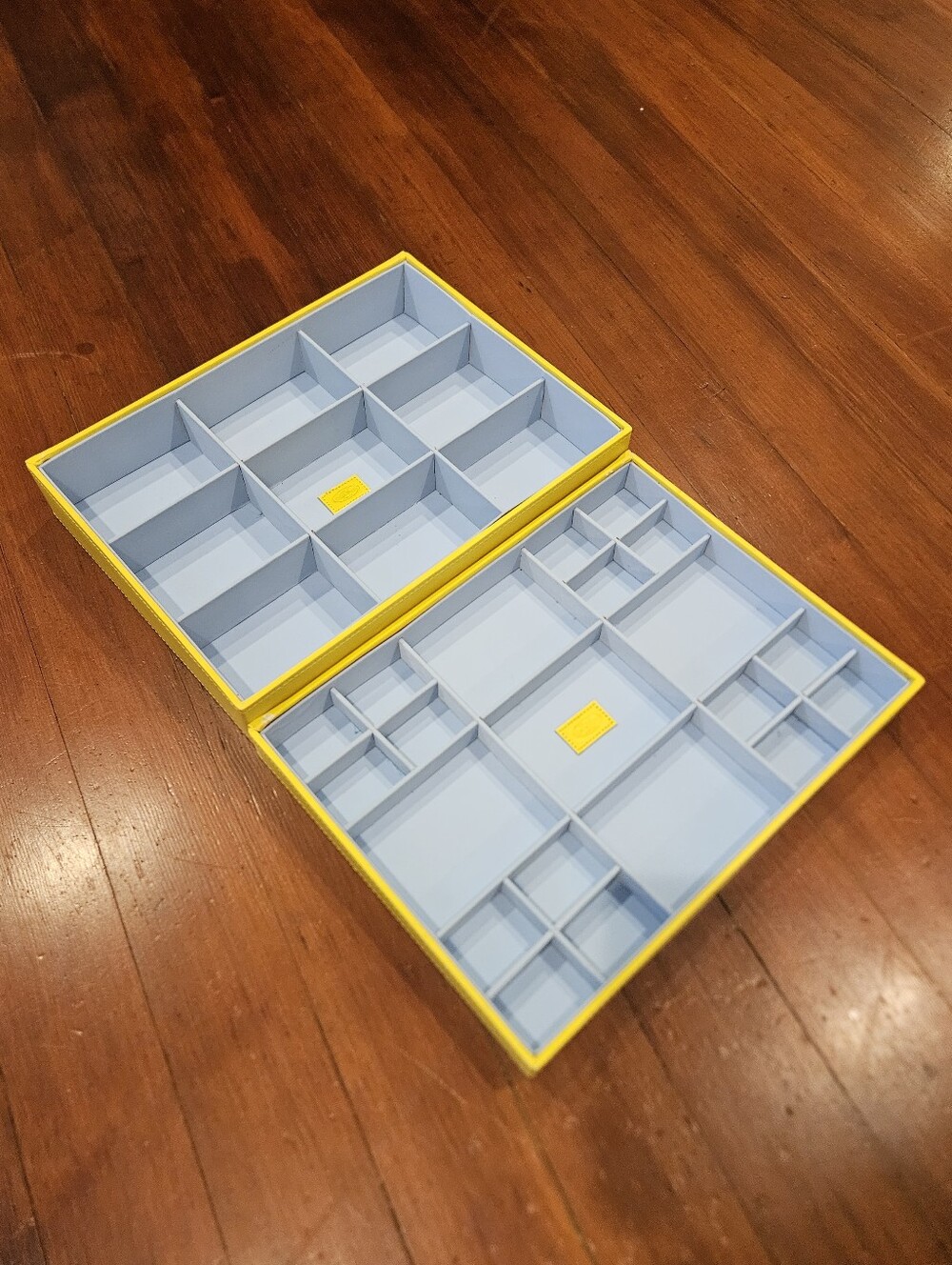 Two Stackables Yellow Compartment Jewelry Organizer Box with Blue Lining